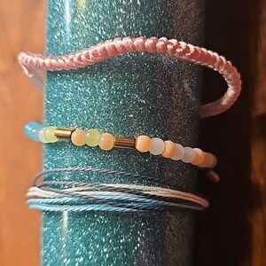 3pc Colorful Beaded and Braided Bracelets Set